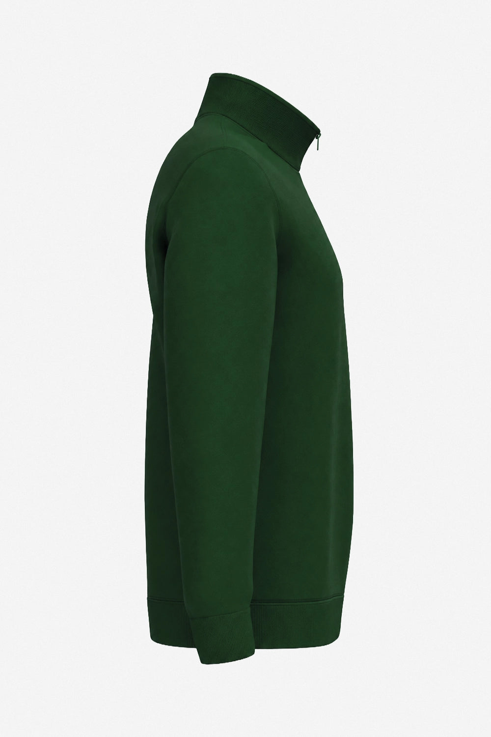Haut sweat homme vert foncé profil, manches longues et col montant