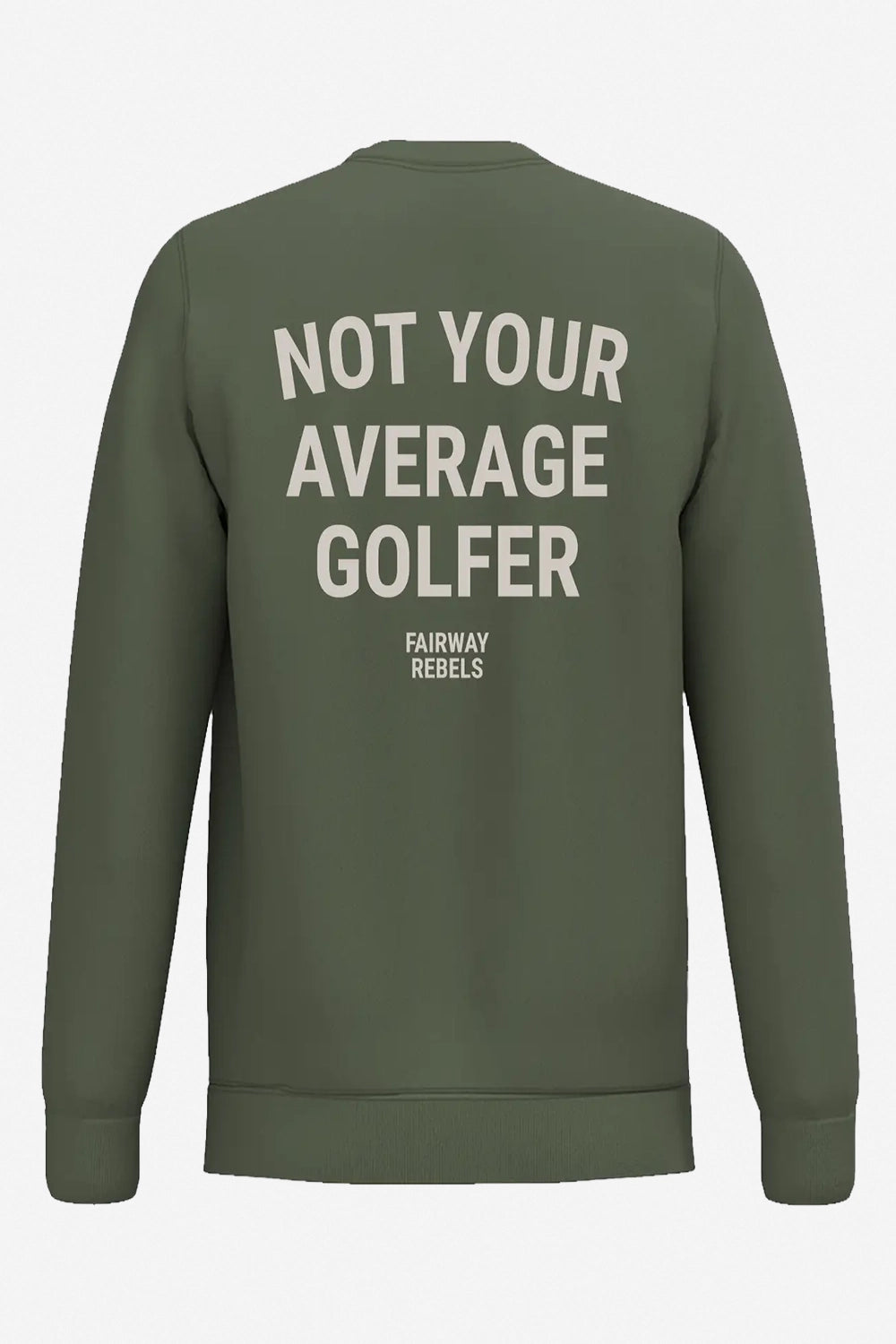 Sweat-shirt de golf homme vert foncé, grand imprimé dorsal, col rond, bas côtelé