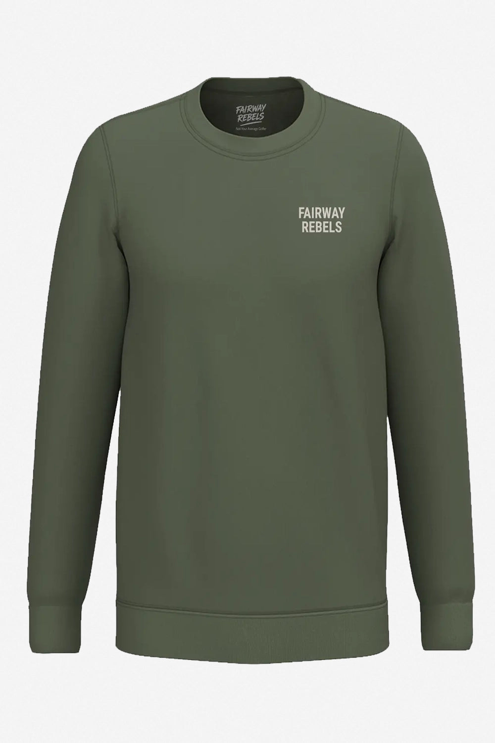 Sweat homme vert foncé encolure ronde, impression poitrine « Fairway Rebels »