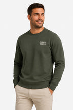 Sweat homme vert foncé à encolure ronde, petit logo poitrine « Fairway Rebels »