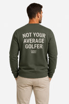 Sweat-shirt de golf homme vert foncé, imprimé au dos, col rond, manches longues